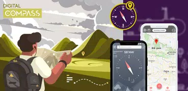 Digital compass - Map compass & Windy map