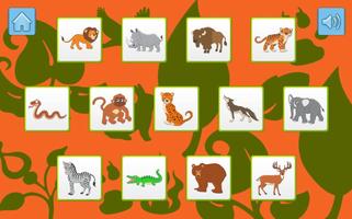 kids Memory Games-Wild Animals capture d'écran 1