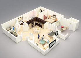 Planos simples da casa 3D Cartaz