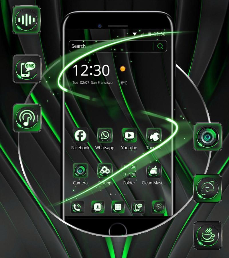 Android 用の クールな黒の緑のテーマ Cool Black Green Apk をダウンロード