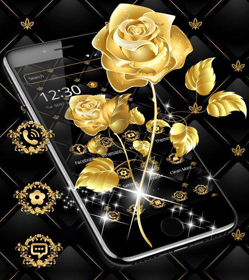 Emas Mawar Bunga Tema Gold Rose Flower For Android Apk Download
