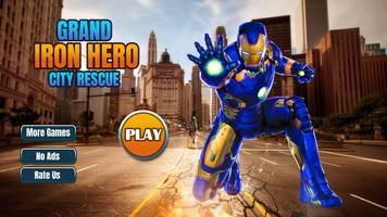 Grand Iron Superhero Flying Robot Rescue Mission Affiche
