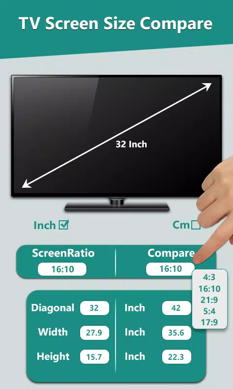 TV Display Screen Size Calculator APK pour Android Télécharger