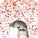 Gato en la lluvia de corazones Live Wallpaper APK