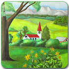 Drawing Village Nature Scenery icon