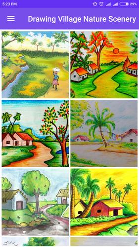 Drawing Village Nature Scenery APK for Android Download