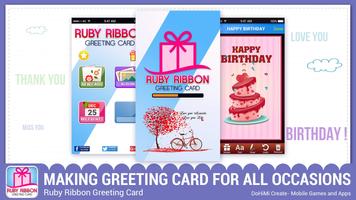Ruby Ribbon Greeting Cards Affiche