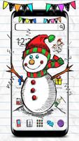 Doodle Snowman Sketch Art Theme poster