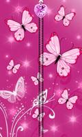 Pink Butterfly Zipper UnLock Affiche
