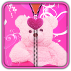 Pink Teddy Bear Zipper UnLock أيقونة