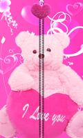 Pink Teddy Bear Zipper UnLock Affiche