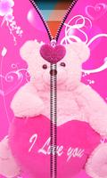 Pink Teddy Bear Zipper UnLock اسکرین شاٹ 1