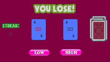 Cards Games Free - High Low Screenshot 1