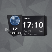 Black Weather &amp; Clock widget icon