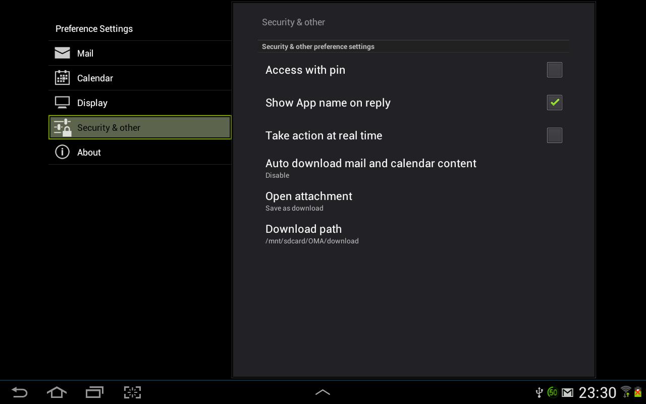 Подключение Exchange Android Outlook Dark.