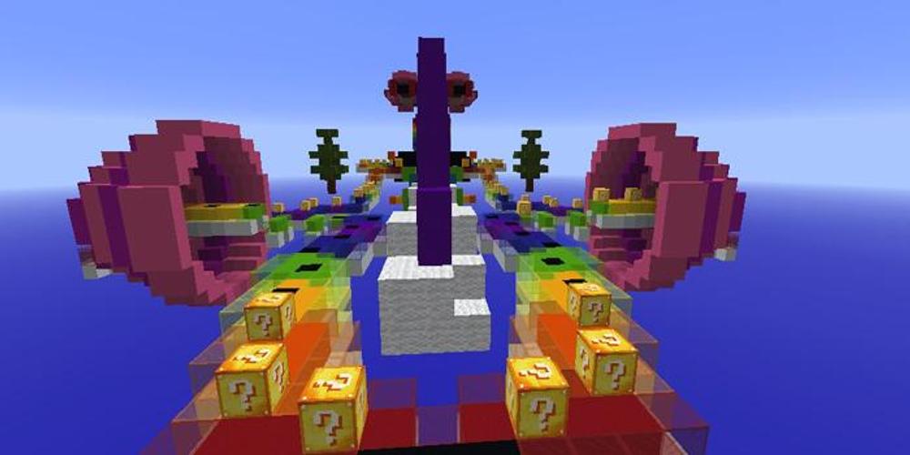 Rainbow World Lucky Block Race Map For Mcpe For Android Apk Download - pat and jen opening lucky block in roblox