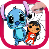 How to draw Lilo and Stitch آئیکن