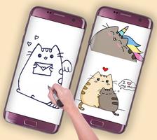 how to draw cute pusheen cat toy الملصق