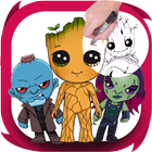 how to draw cute guardians of galaxy icône