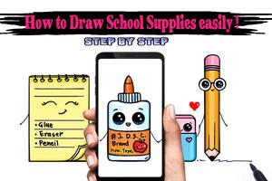 drawing School Supplies : for kids Affiche