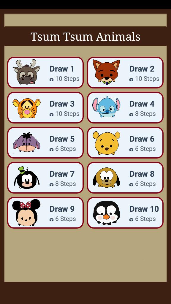 Tải xuống APK How to draw Disney Tsum Tsum Animals cho Android