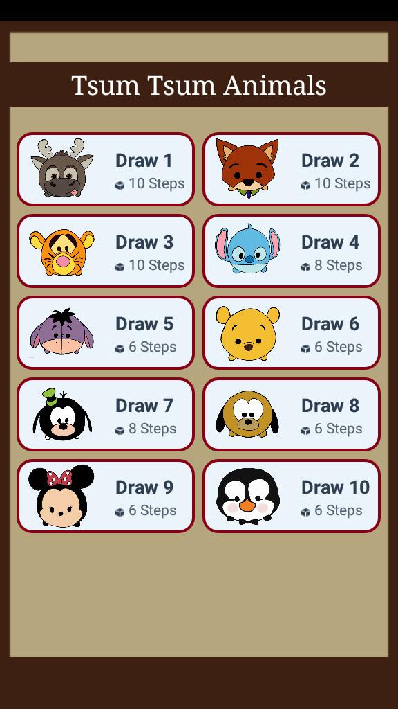 Tải xuống APK How to draw Disney Tsum Tsum Animals cho Android Tải xuống APK How to draw Disney Tsum Tsum Animals cho Android