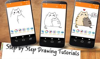 How To Draw Cute Pusheen Cat step by step ảnh chụp màn hình 3