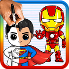 How to draw chibi super hero आइकन