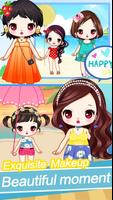 Poster Cute girls seaside travel - dressup games for kids