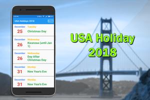 USA Holiday List 2018 Affiche