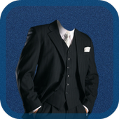 Stylish suits photo montage icon