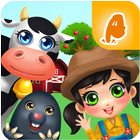 Icona animali da fattoria e verdura gioco per bambini