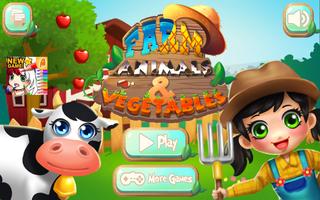 Poster animali da fattoria e verdura gioco per bambini