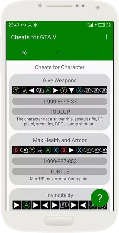 Cheats for GTA 5 - Xbox, PS4, PS3, PC (Unofficial) APK pour Android  Télécharger