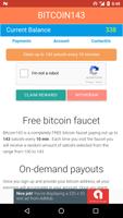 Bitcoin143 -Bitcoin Faucet capture d'écran 2