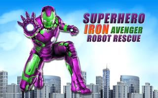 Iron Superhero flying Robot - City Rescue Mission Affiche