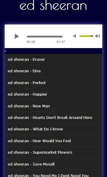 ed sheeran songs mp3 APK pour Android Télécharger