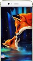 Two foxes live wallpaper poster