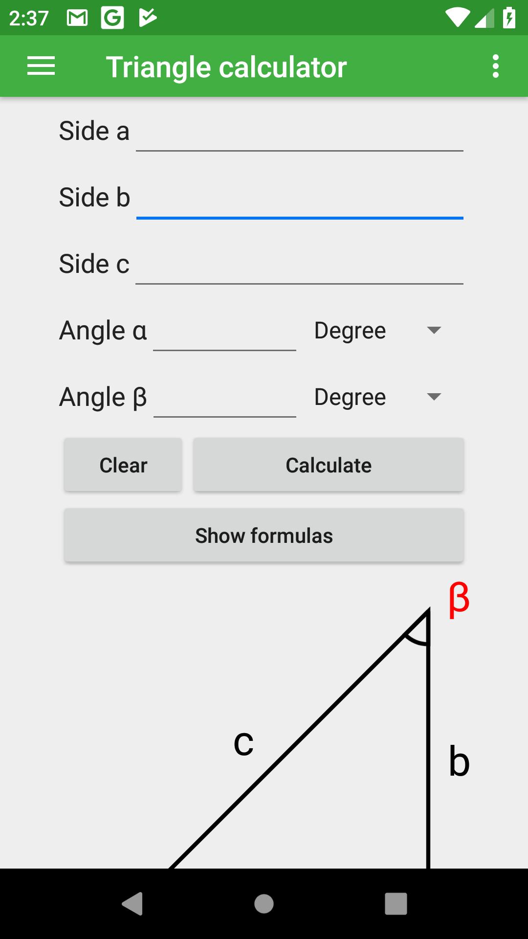 Решение треугольников калькулятор. Калькулятор треугольника. Треугольник Calc Pro. Градусы треугольника калькулятор.