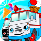 Crazy ice cream truck driver icon