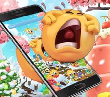 Emoji Cute Yellow Face Expression Theme الملصق