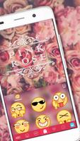 Pink Rose Emoji Keyboard Theme スクリーンショット 3