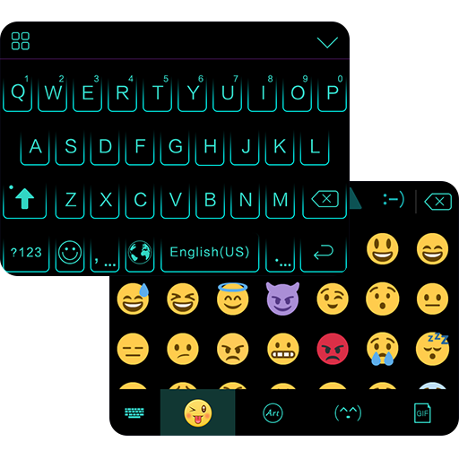 Neon Blue Emoji iKeyboard