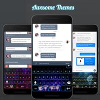 Neon Blue Emoji Keyboard скриншот 1