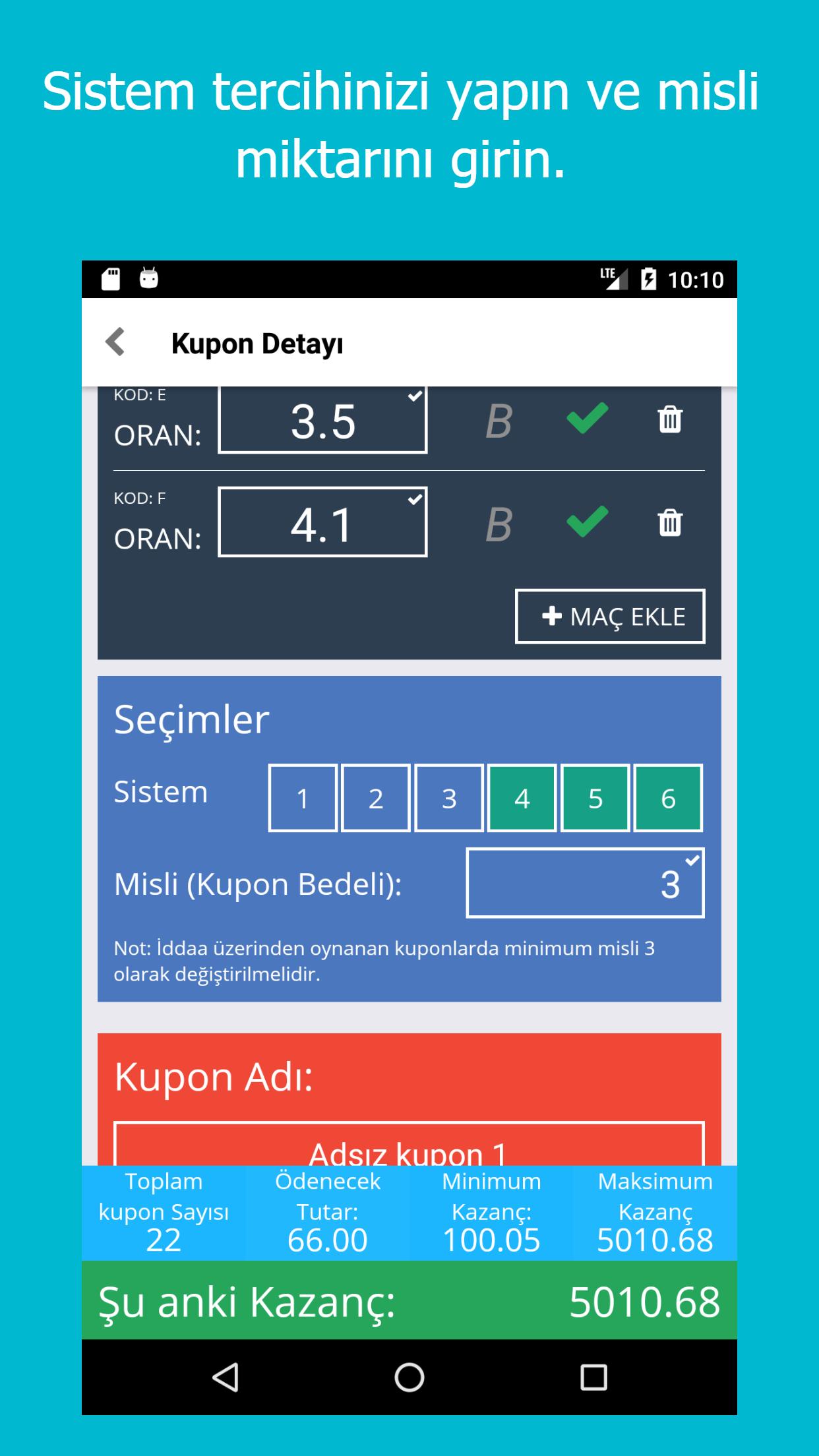 İddaa Sistem Hesaplama pour Android - Téléchargez l'APK