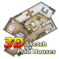 3D Sketch Plan Houses Poster