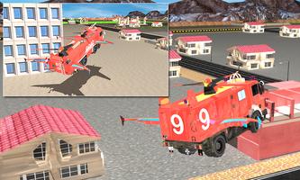 Flying Firefighter Truck 3D پوسٹر