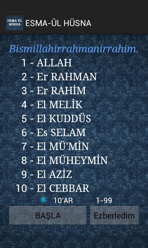 Esma Ul Husna Ezber For Android Apk Download
