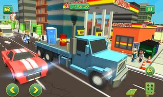 Blocky Truck Driver Simulator Urban Transport Cartaz