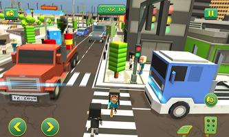 Blocky Truck Driver Simulator Urban Transport imagem de tela 2